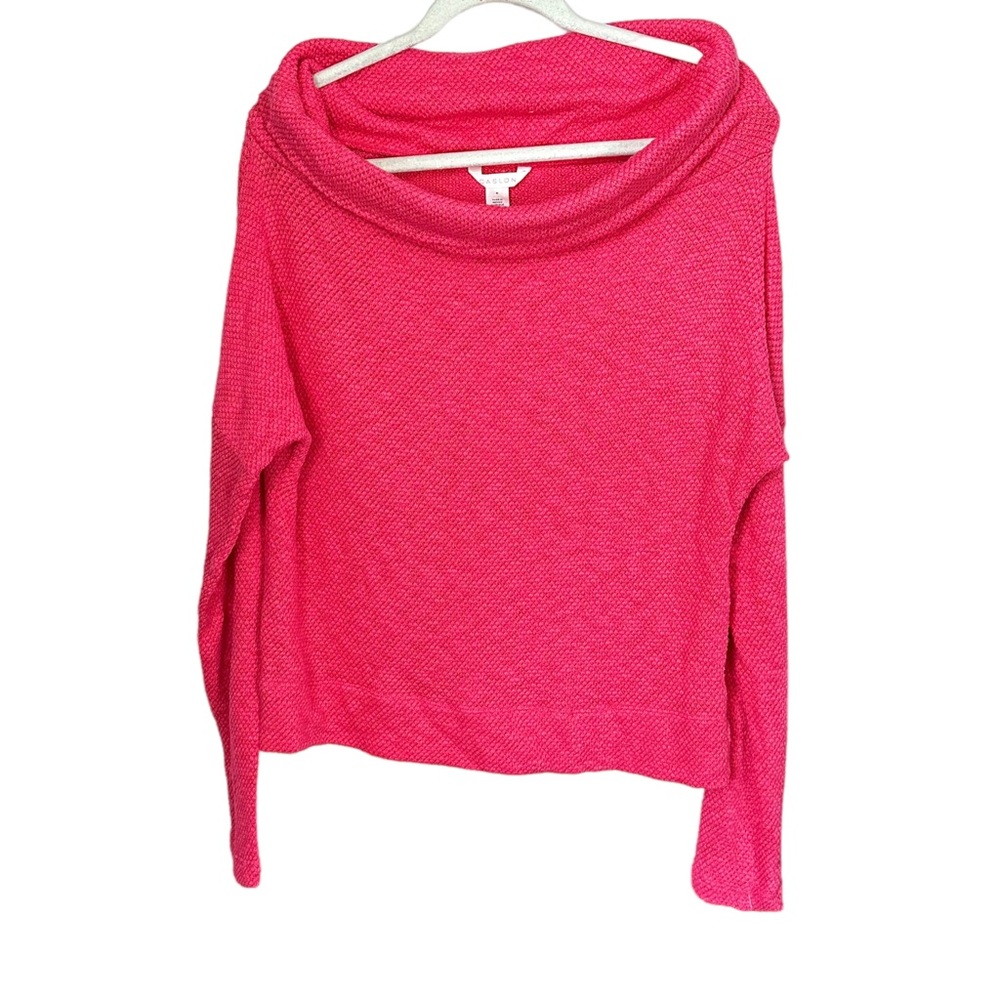 Caslon Womens Sz M Pink 3-in-1 Cowl Neck Off Shoulder Knit Sweater Convertible